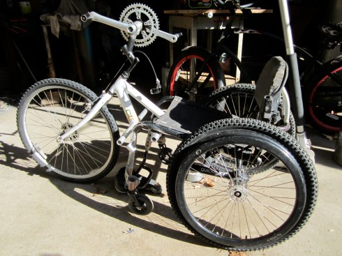 Wheelchair and hand cycle after a long night in the metal shop.